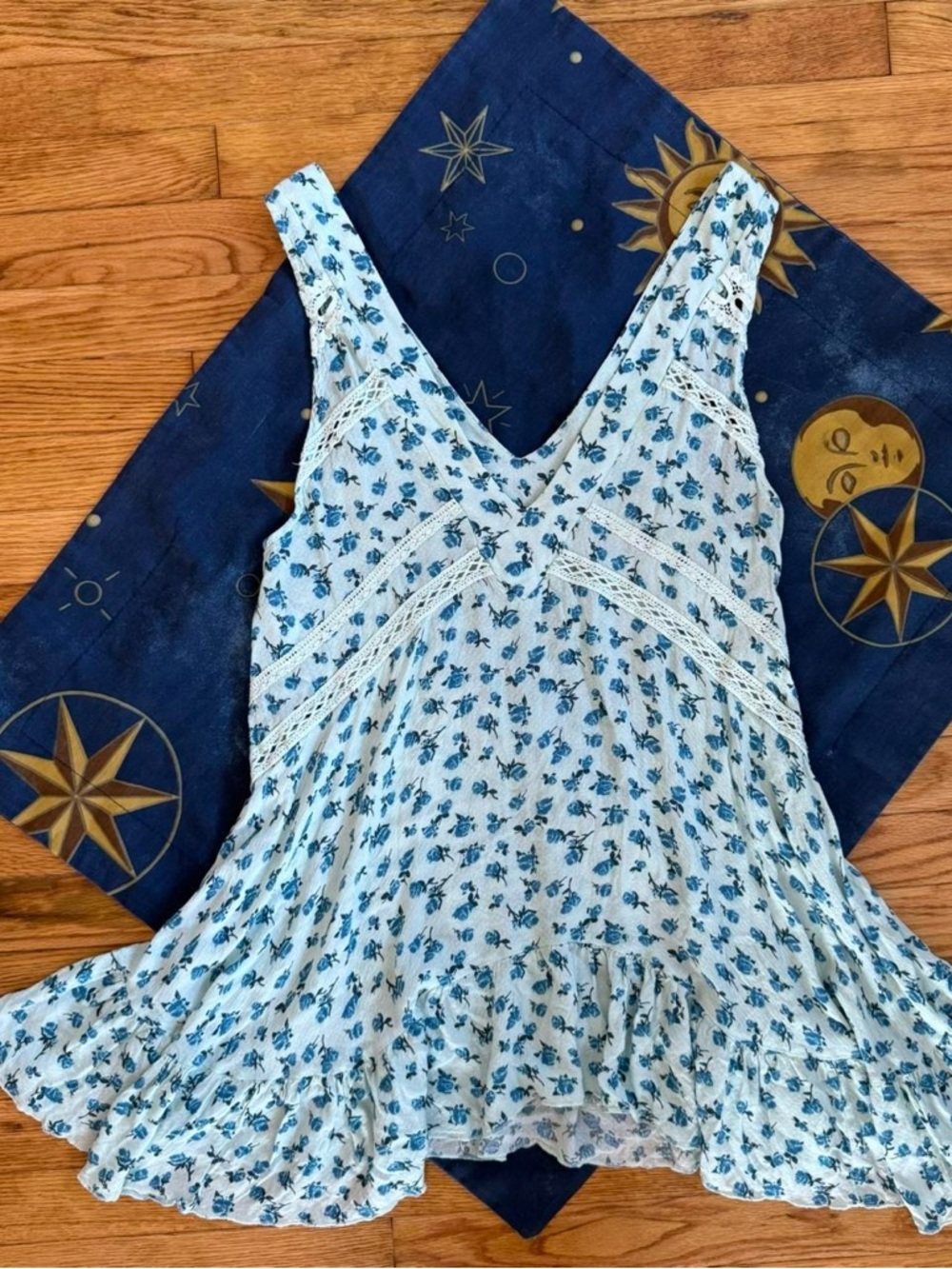 Free people let it happen blue floral mini dress